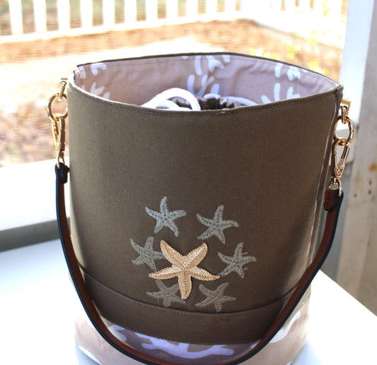 Round Canvas Bucket Tote